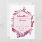 ベビーイン開花フローラリースガールベビーシャワー 招待状 (正面)