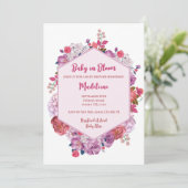 ベビーイン開花フローラリースガールベビーシャワー 招待状 (スタンド正面)