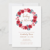 ベビーイン開花フローラリースベビーシャワー 招待状 (正面)