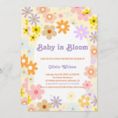 ベビーイン開花フローラレトロベビーシャワー 招待状 (正面/裏面)