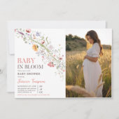 ベビーイン開花フローラ春ベビーシャワー写真 招待状 (正面)