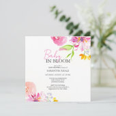 ベビーイン開花フローラ水色シャワー 招待状 (スタンド正面)
