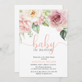 ベビーイン開花フローラ花女の子ベビーシャワー 招待状 (正面/裏面)