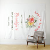 ベビーイン開花フローラ花赤ちゃんシャワー背景 タペストリー (インサイチュ(横))