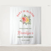 ベビーイン開花フローラ花赤ちゃんシャワー背景 タペストリー (正面)