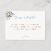 ベビーイン開花ブルーおむつラッフルベビーシャワー エンクロージャーカード (正面)