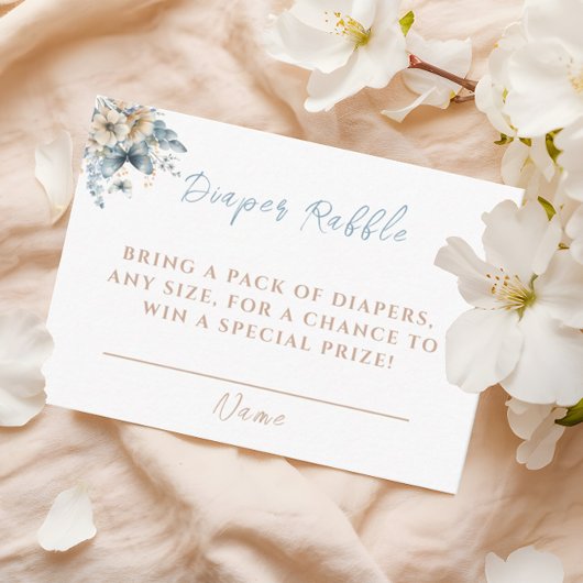 ベビーイン開花ブルーおむつラッフルベビーシャワー エンクロージャーカード