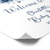 ベビーイン開花ブルーエレガントフラワーウェルカム ポスター (角)