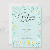 ベビーイン開花ブルーデイジーベビーシャワー 招待状 (正面)