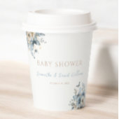 ベビーイン開花ブルーフラワーバタフライベビーシャワー 紙コップ