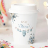 ベビーイン開花ブルーフラワーバタフライベビーシャワー 紙コップ
