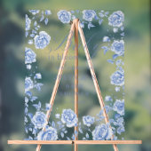 ベビーイン開花ブルーフローラベビーシャワーウェルカム アクリルサイン (ニュートラル)