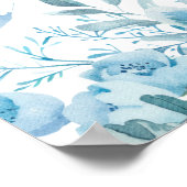 ベビーイン開花ブルーフローラベビーシャワーウェルカム ポスター (角)