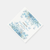 ベビーイン開花ブルーフローラベビーシャワー スタンダードカクテルナプキン (角)