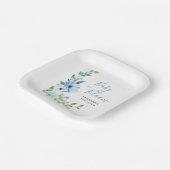 ベビーイン開花ブルーフローラベビーシャワー ペーパープレート (傾斜あり)