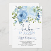 ベビーイン開花ブルーフローラボーイの招待 招待状 (正面/裏面)