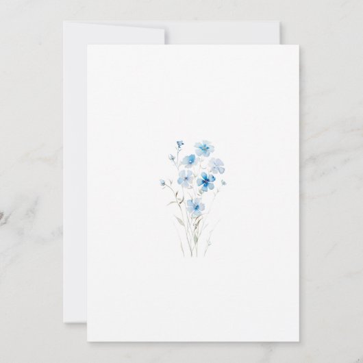 ベビーイン開花ブルーフローラボーイシャワー招待状 招待状 (裏面)