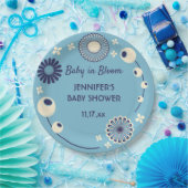 ベビーイン開花ブルーフローラボーイシャワー ペーパープレート (パーティー)