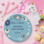 ベビーイン開花ブルーフローラボーイシャワー ペーパープレート (パーティー)