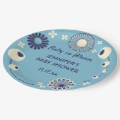 ベビーイン開花ブルーフローラボーイシャワー ペーパープレート (アングル)