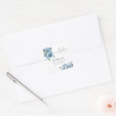 ベビーイン開花ブルーフローラボーイベビーシャワー スクエアシール (封筒)