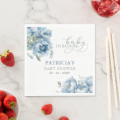 ベビーイン開花ブルーフローラボーイベビーシャワー スタンダードランチョンナプキン (インサイチュ)