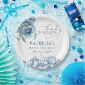 ベビーイン開花ブルーフローラボーイベビーシャワー ペーパープレート (パーティー)