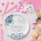 ベビーイン開花ブルーフローラボーイベビーシャワー ペーパープレート (パーティー)