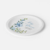 ベビーイン開花ブルーフローラボーイベビーシャワー ペーパープレート (アングル)