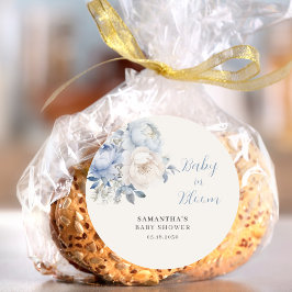 ベビーイン開花ブルーフローラボーイベビーシャワー ラウンドシール