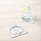 ベビーイン開花ブルーフローラ男のエレガント子ベイビーシャワー スクエアペーパーコースター (インサイチュ)