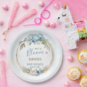 ベビーイン開花ブルーフローラ男のエレガント子ベイビーシャワー ペーパープレート (パーティー)