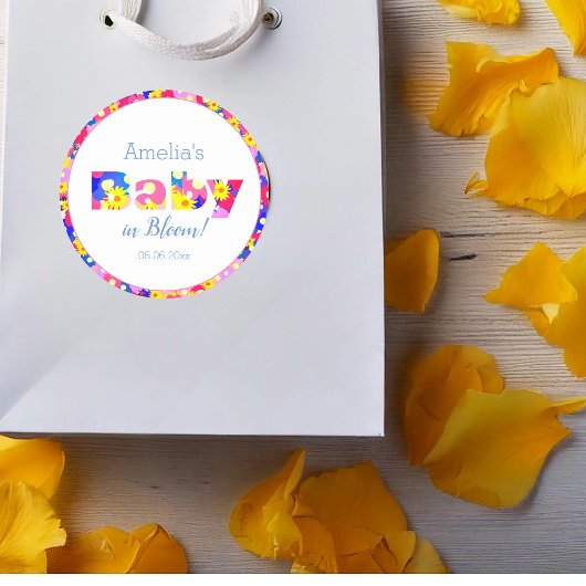 ベビーイン開花ブルーベビーシャワー ラウンドシール