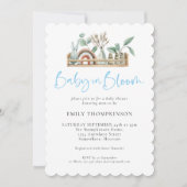 ベビーイン開花ブルーボホトイズボーイシャワー招待状 招待状 (正面)