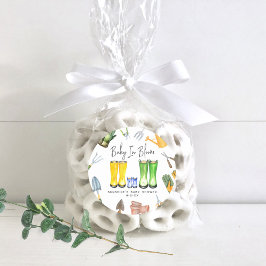 ベビーイン開花ブルーレインブーツガーデンベビーシャワー ラウンドシール