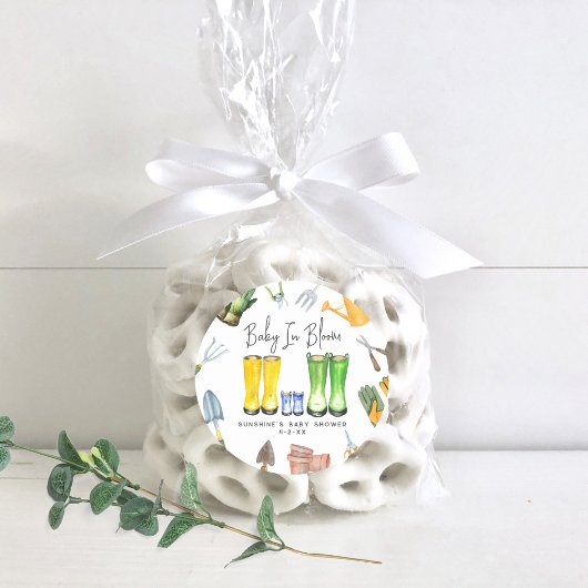 ベビーイン開花ブルーレインブーツガーデンベビーシャワー ラウンドシール