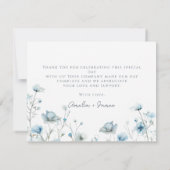 ベビーイン開花ブルーワイルドフラワーボーイベビーシャワー サンキューカード (裏面)