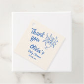 ベビーイン開花ブルー手描きフローラ赤ちゃんシャワー フェイバータグ (インサイチュ)