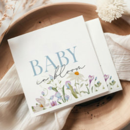 ベビーイン開花ブルー春フローラ スタンダードカクテルナプキン