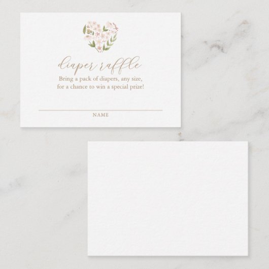 ベビーイン開花ベビーシャワーおむつラッフルチケット エンクロージャーカード (正面/裏面)