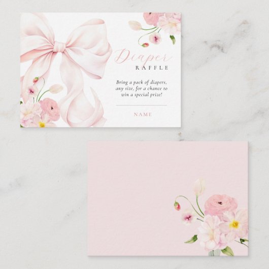 ベビーイン開花ベビーシャワーおむつラッフル エンクロージャーカード (正面/裏面)