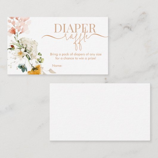 ベビーイン開花ベビーシャワーおむつラッフル 名刺 (正面/裏面)