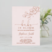 ベビーイン開花ベビーシャワーガールフォイル招待状 箔招待状 (立ち正面)