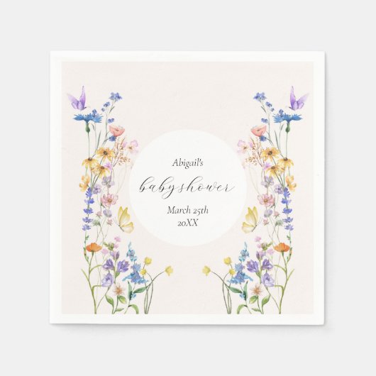 ベビーイン開花ベビーシャワーナプキン スタンダードカクテルナプキン (正面)