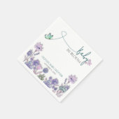 ベビーイン開花ベビーシャワーパープルフローラ スタンダードカクテルナプキン (角)