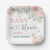 ベビーイン開花ベビーシャワーピンクローゼガールフローラ ペーパープレート (正面)