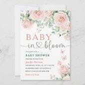 ベビーイン開花ベビーシャワーピンクローゼガールフローラ 招待状 (正面)