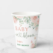 ベビーイン開花ベビーシャワーピンクローゼガールフローラ 紙コップ (正面)
