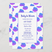 ベビーイン開花ベビーシャワーブルーパープルピンクかわいい 招待状 (正面/裏面)