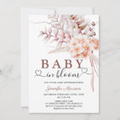 ベビーイン開花ベビーシャワーベージュ春フローラ 招待状 (正面)